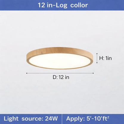 Circular Wooden Ceiling Light Walnut LED Ultrathin Indoor