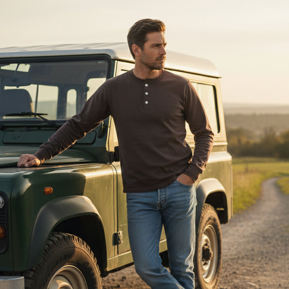 Men's Classic Cotton Henley Shirt