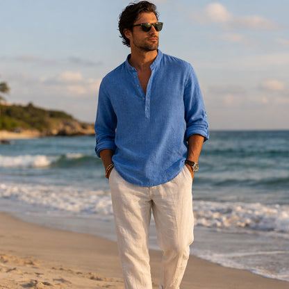 Men's Linen Casual Shirt Lightweight Beige
