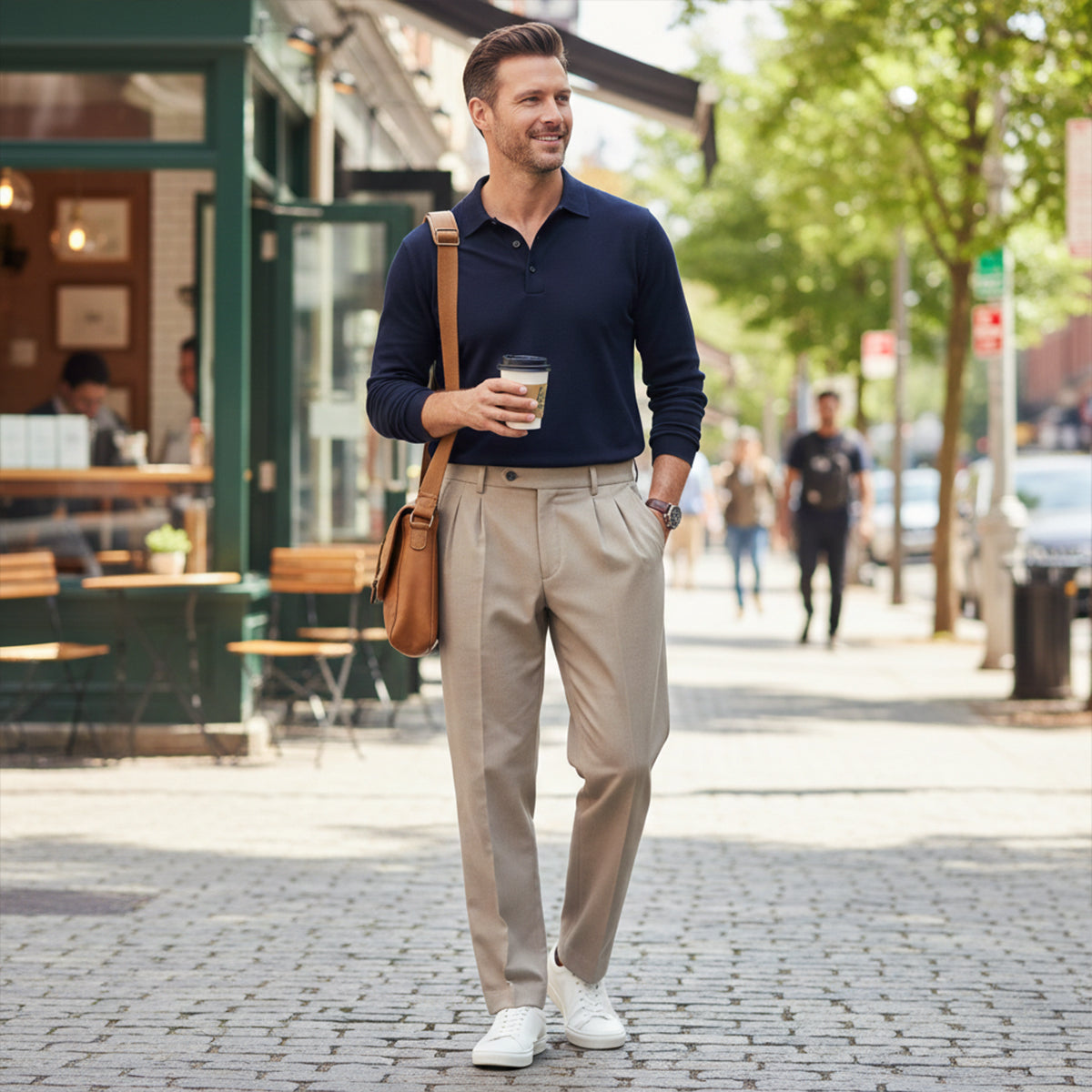 Men's Linen Summer Pants Loose Fit Breathable Beige