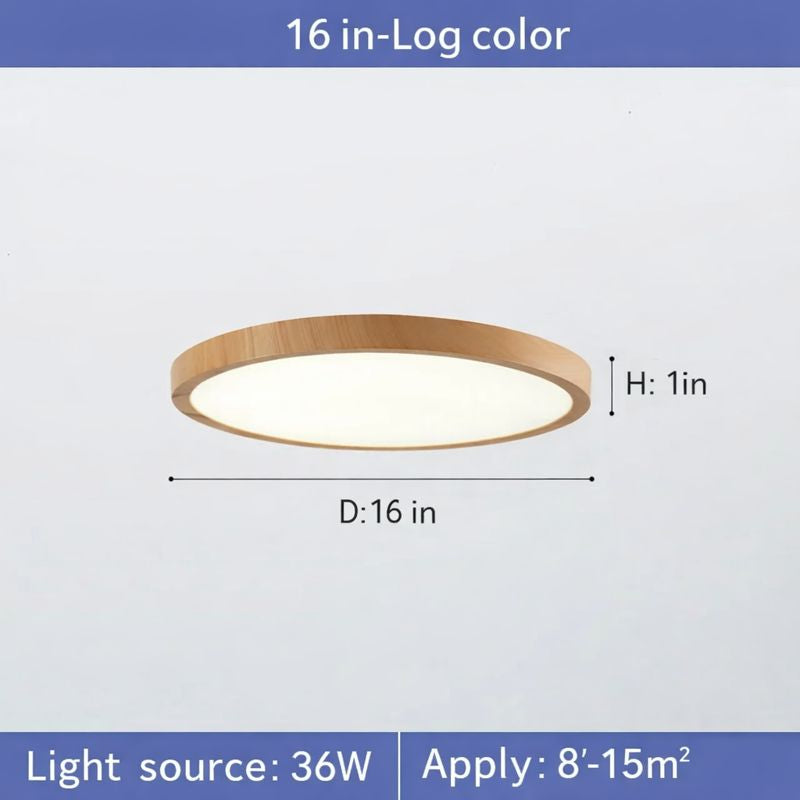 Circular Wooden Ceiling Light Walnut LED Ultrathin Indoor