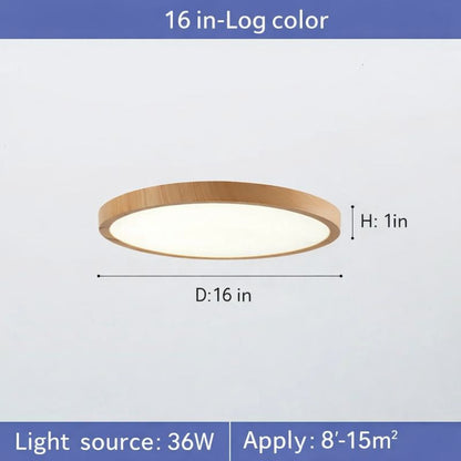 Circular Wooden Ceiling Light Walnut LED Ultrathin Indoor