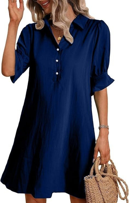 Classic Fit Women's 3/4 Sleeve Shirt Dress