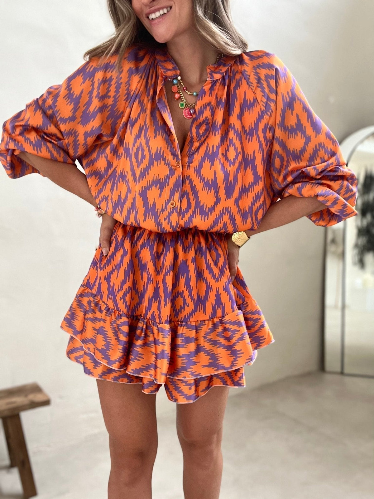 Floral Ruffled Short Dress