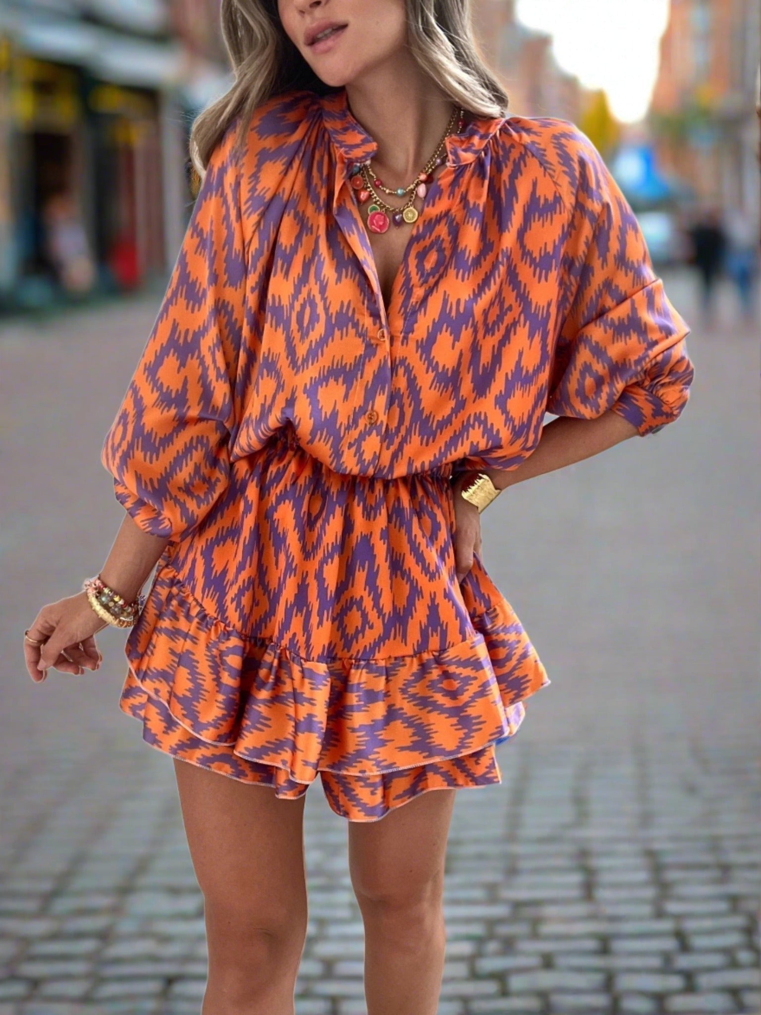 Floral Ruffled Short Dress - VibreMode