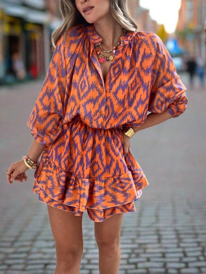 Floral Ruffled Short Dress - VibreMode