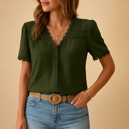 Women's Lace V-Neck Blouse - VibreMode