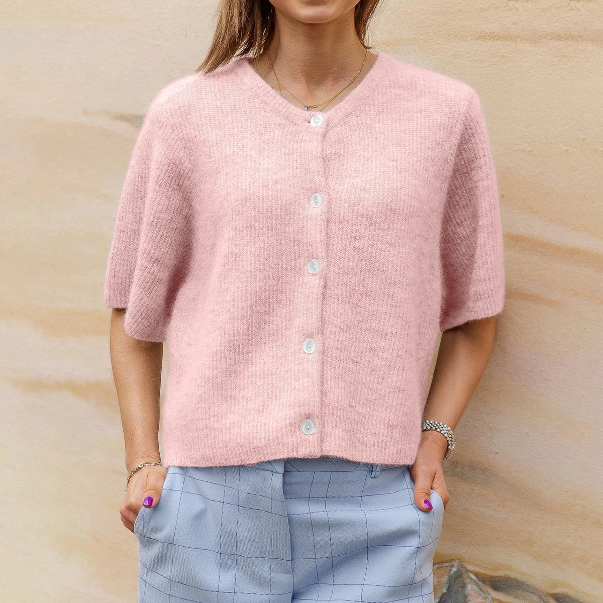 Image of Lana | Women's Short Sleeve Button-Down Cardigan