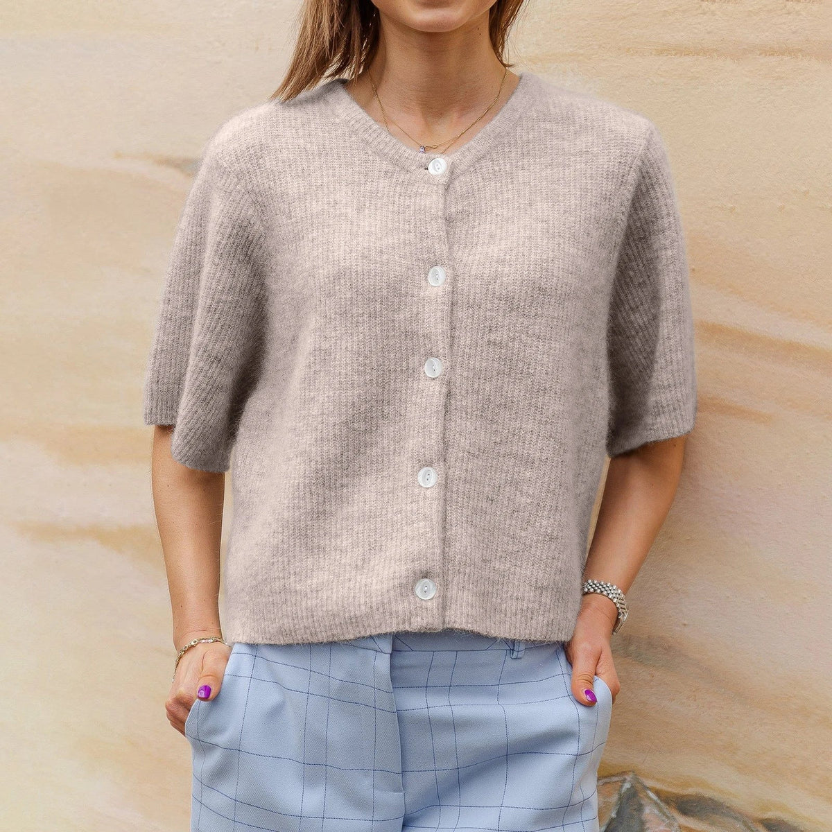 Image of Lana | Women's Short Sleeve Button-Down Cardigan