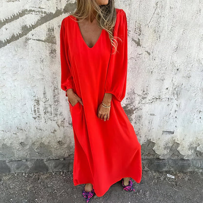 Elegant Long Maxi Dress with Side Pockets
