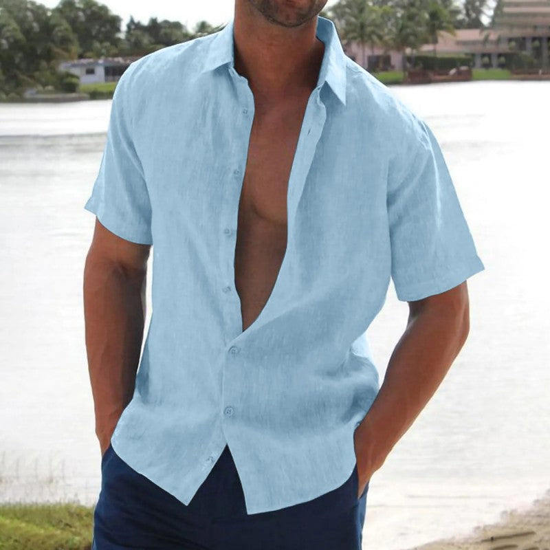 Men's Linen Short Sleeve Casual Shirt