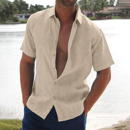 Men's Linen Short Sleeve Casual Shirt