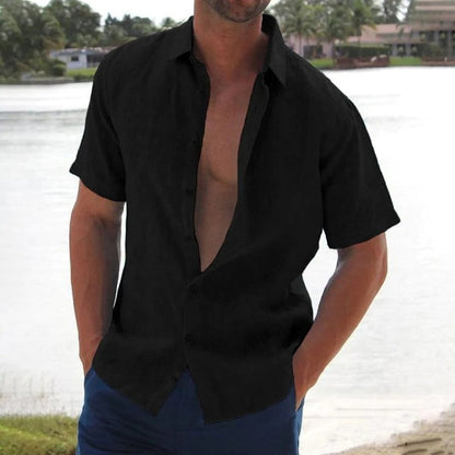Men's Linen Short Sleeve Casual Shirt