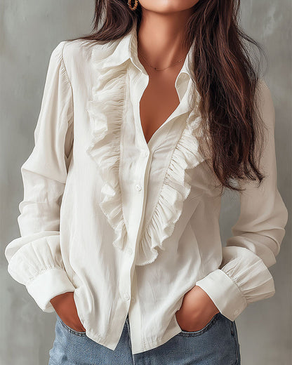 Lauren Women's Long Sleeve Ruffle Blouse - VibreMode