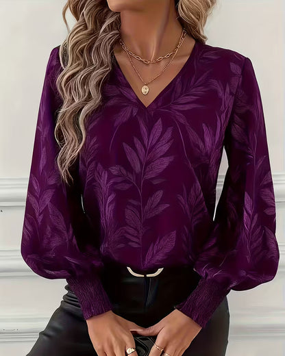 Lauren Women's V-Neck Long Sleeve Blouse - VibreMode