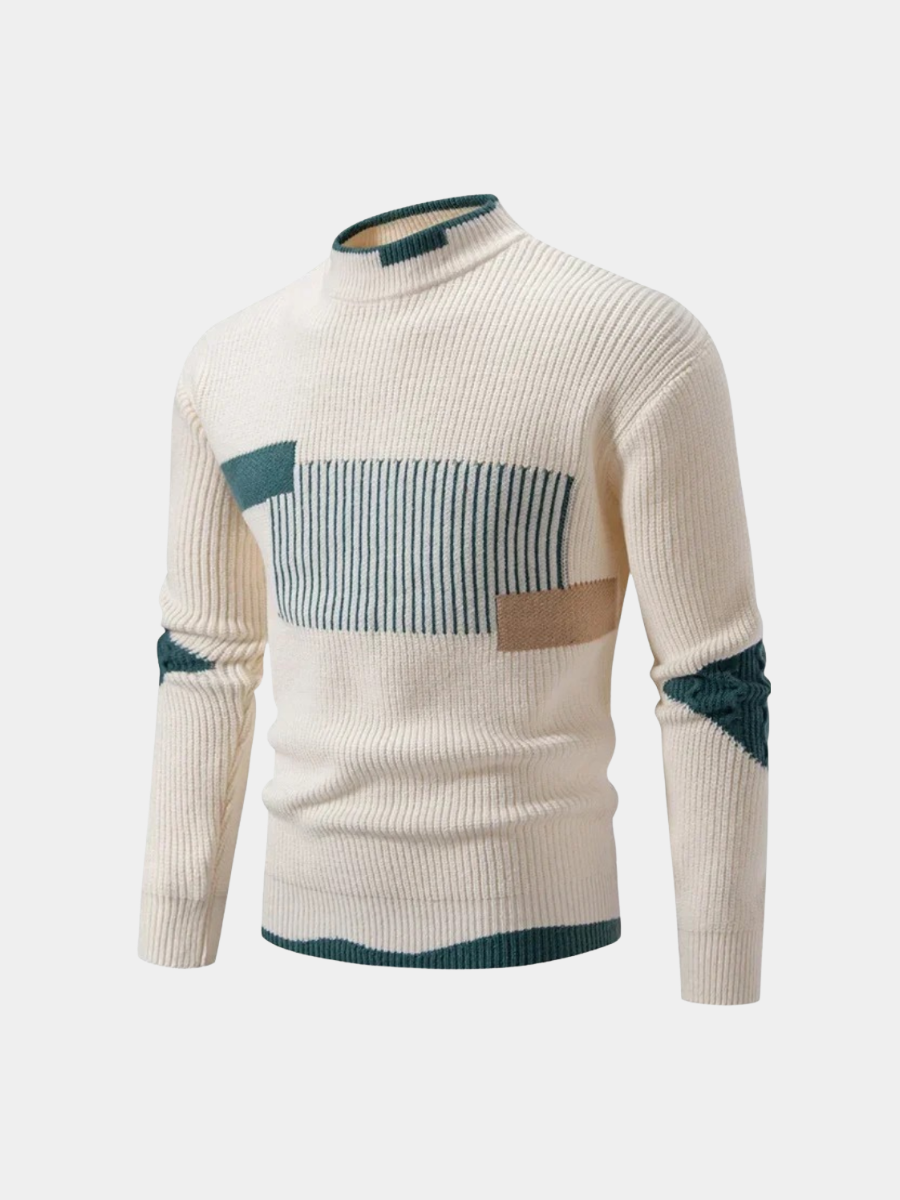 Men's Geometric Mock Neck Sweater - VibreMode