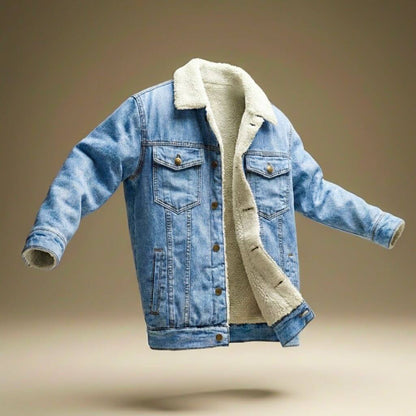 Faux Fur Lined Casual Denim Jacket