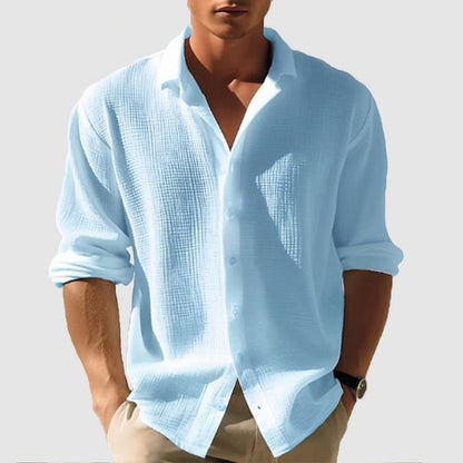 Men's Cotton Waffle Shirt Long Sleeves