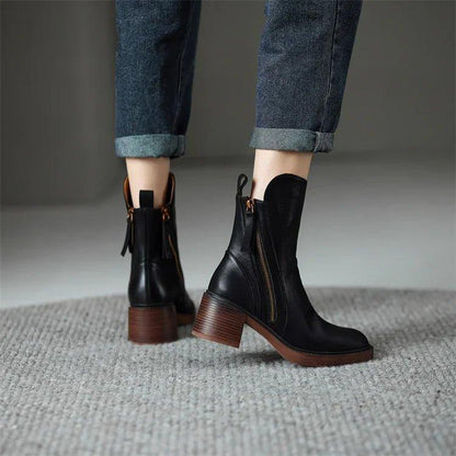 Luxury Black Leather Ankle Boots