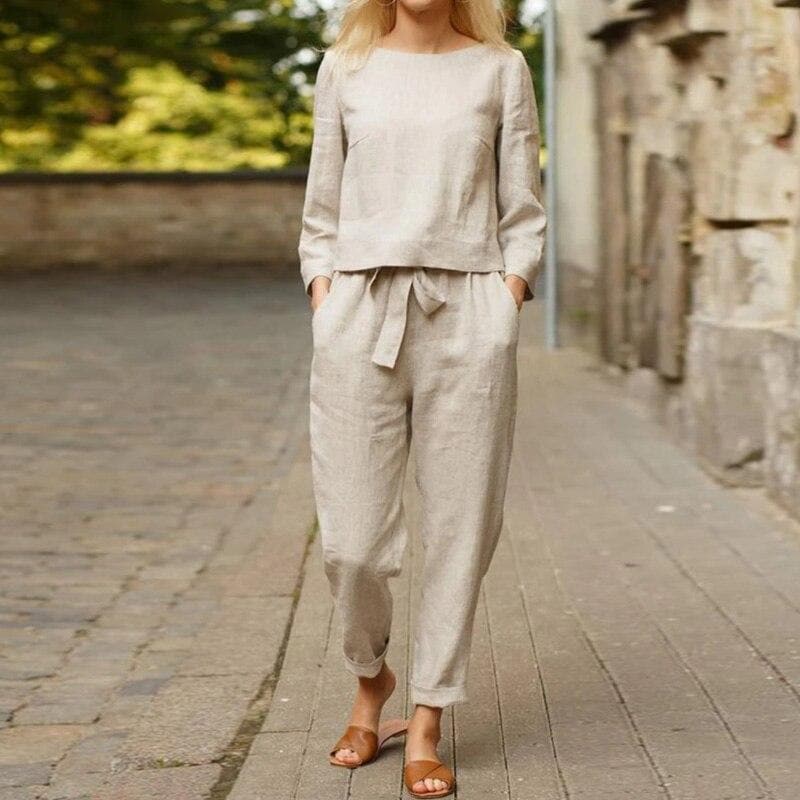 Women's Long Sleeve Two Piece Pant Set Relaxed Fit - VibreMode