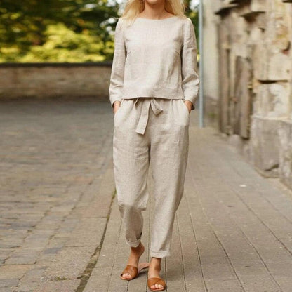 Women's Long Sleeve Two Piece Pant Set Relaxed Fit - VibreMode