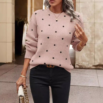 Image of Lena | Women's Long Sleeve Polka Dot Pullover Sweater
