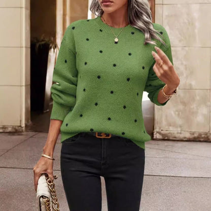 Women's Polka Dot Sweater Long Sleeve - VibreMode