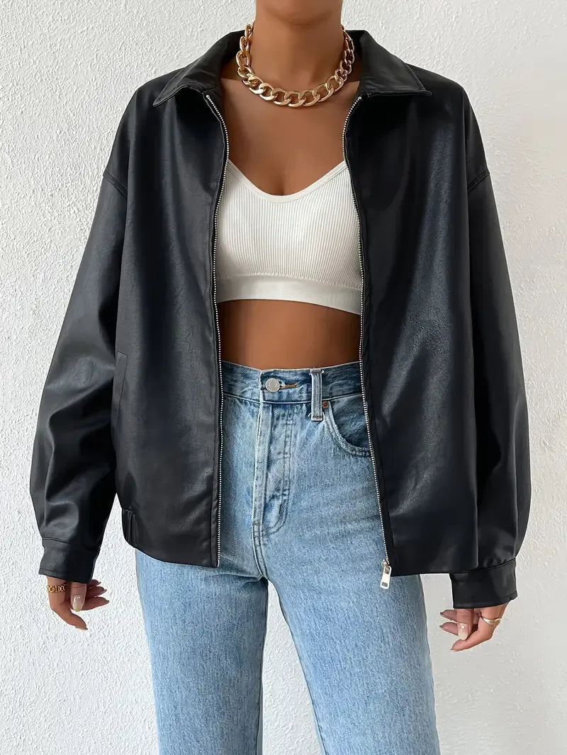 Lena Women's Oversized Zip Up Jacket - VibreMode