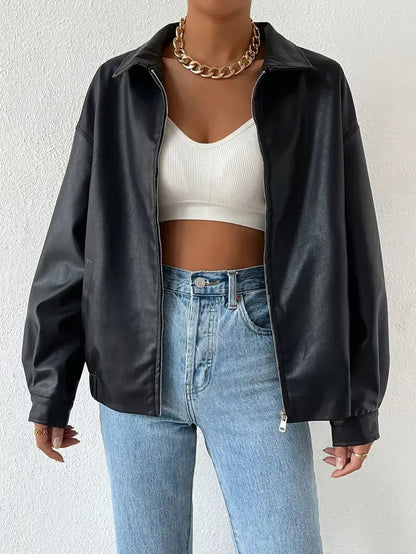 Lena Women's Oversized Zip Up Jacket - VibreMode