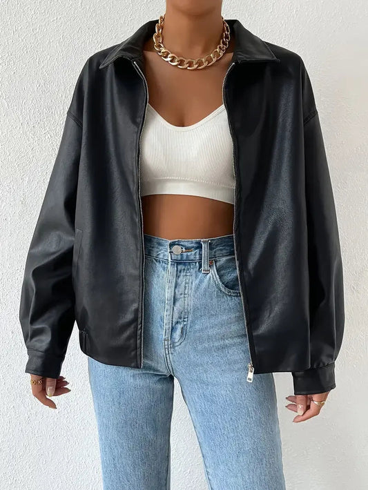 Lena Women's Oversized Zip Up Jacket - VibreMode