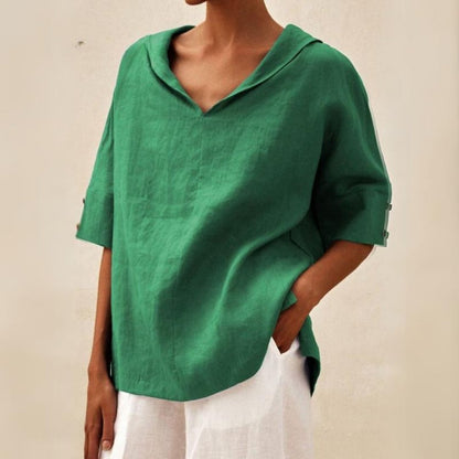 Relaxed Fit Women's V-Neck Everyday Top - VibreMode