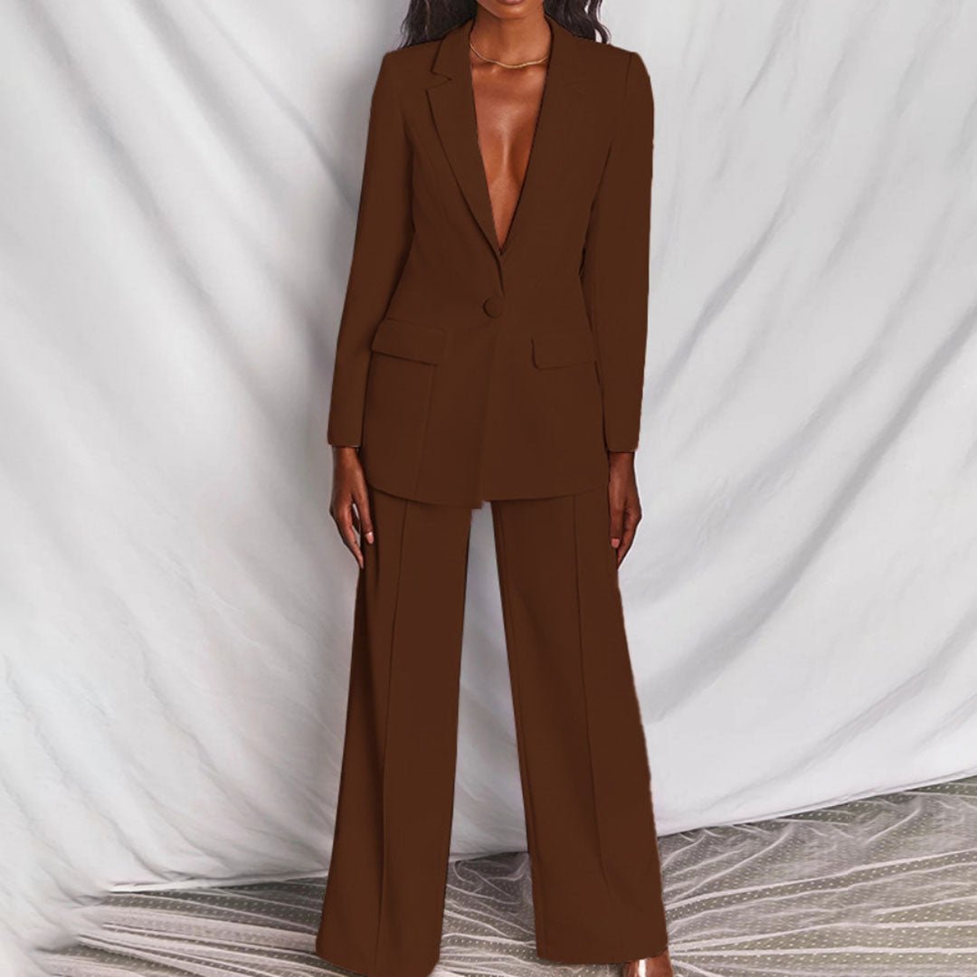 Elegant Women's Suit Jacket Pants Set