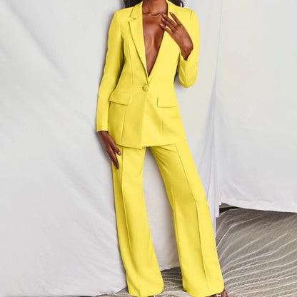 Elegant Women's Suit Jacket Pants Set - VibreMode