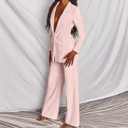 Elegant Women's Suit Jacket Pants Set