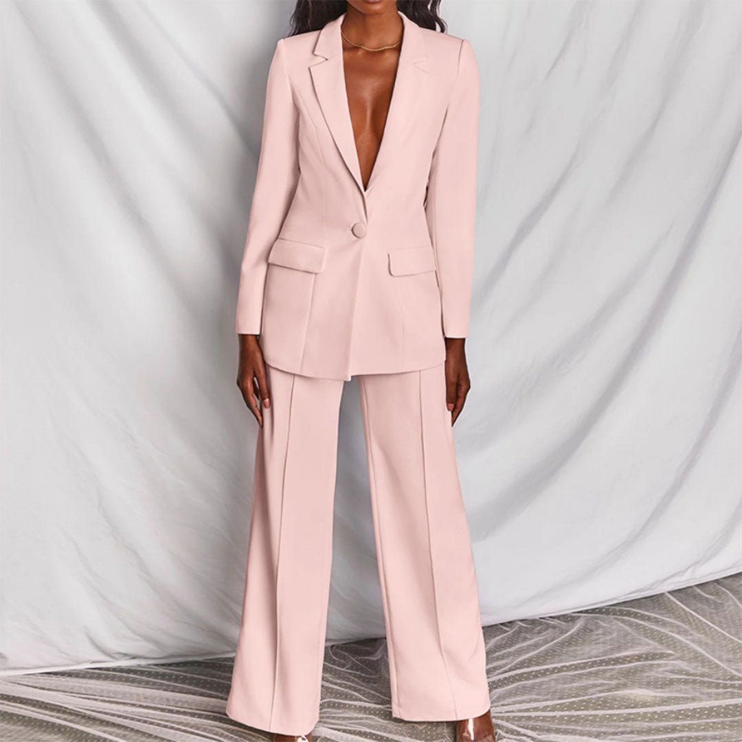Elegant Women's Suit Jacket Pants Set