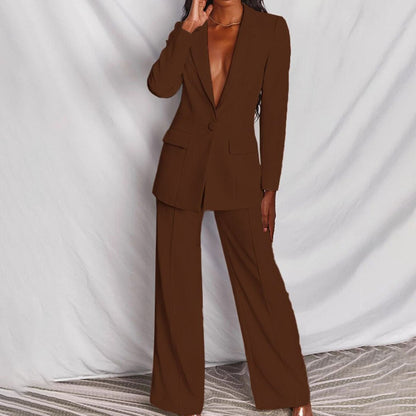 Elegant Women's Suit Jacket Pants Set