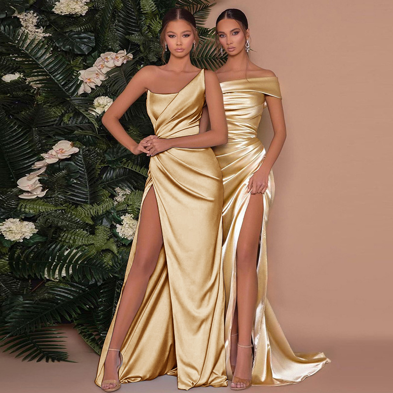 Image of Leslie | Women's One-Shoulder Slit Maxi Dress