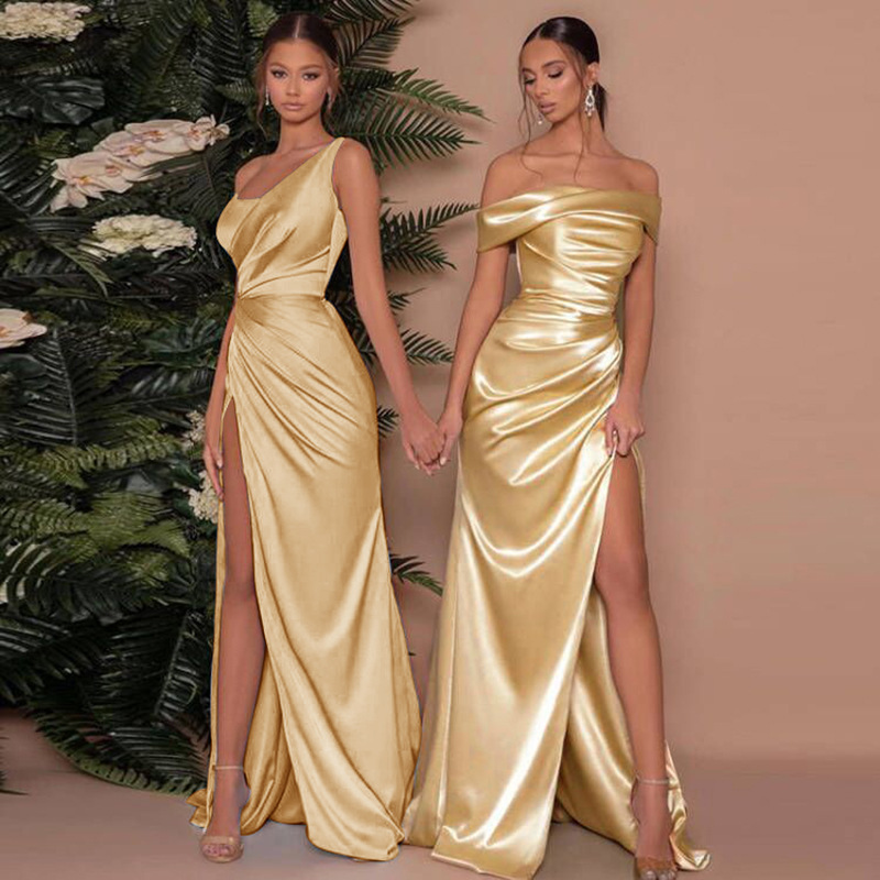 Image of Leslie | Women's One-Shoulder Slit Maxi Dress