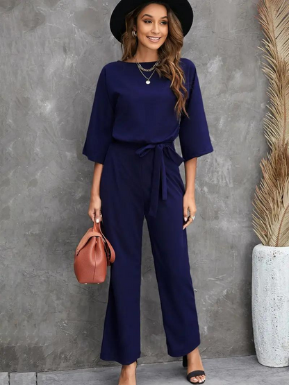 Image of Leslie | Women's Tie Waist Two-Piece Pant Set