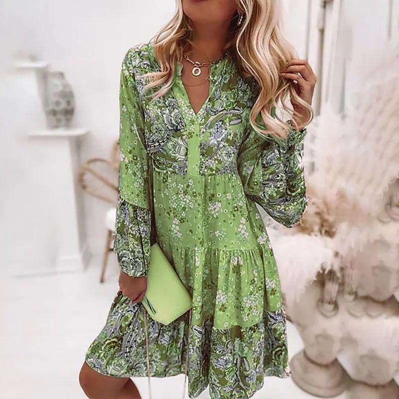 Image of Lexi | Women's V-Neck Floral Tiered Mini Dress