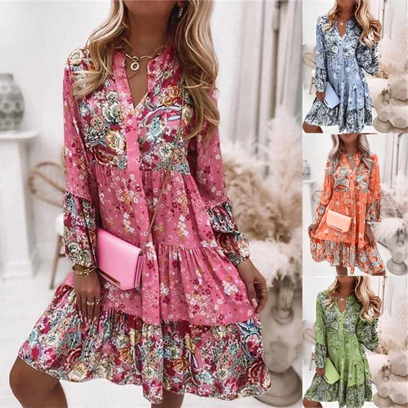 Image of Lexi | Women's V-Neck Floral Tiered Mini Dress