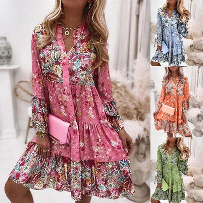 Image of Lexi | Women's V-Neck Floral Tiered Mini Dress