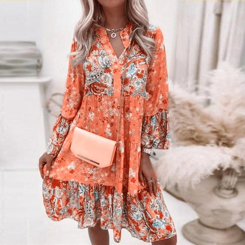 Image of Lexi | Women's V-Neck Floral Tiered Mini Dress