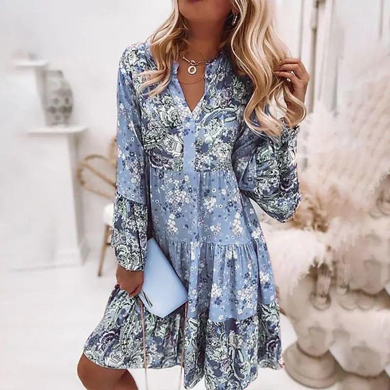 Image of Lexi | Women's V-Neck Floral Tiered Mini Dress