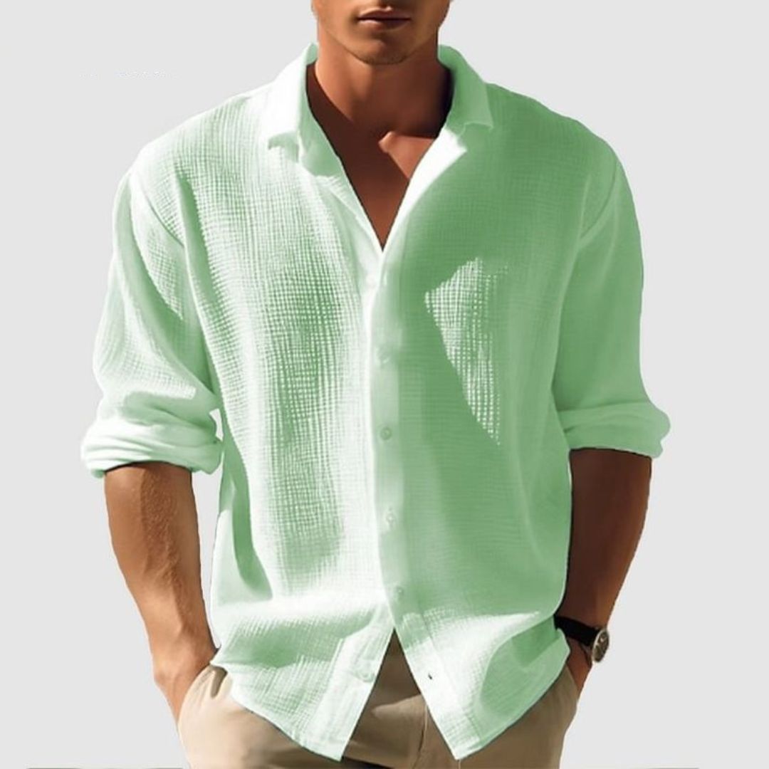 Men's Cotton Waffle Shirt Long Sleeves