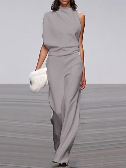 Women's One Shoulder Jumpsuit Wide Leg
