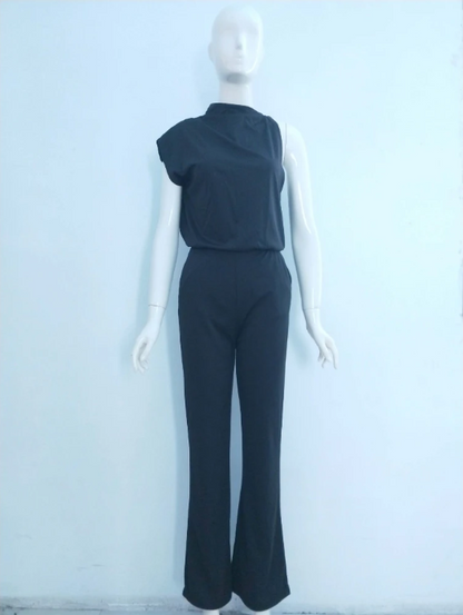 Women's One Shoulder Jumpsuit Wide Leg