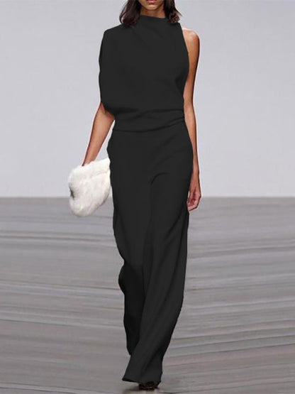 Women's One Shoulder Jumpsuit Wide Leg - VibreMode