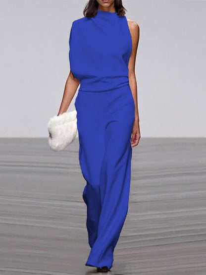 Women's One Shoulder Jumpsuit Wide Leg