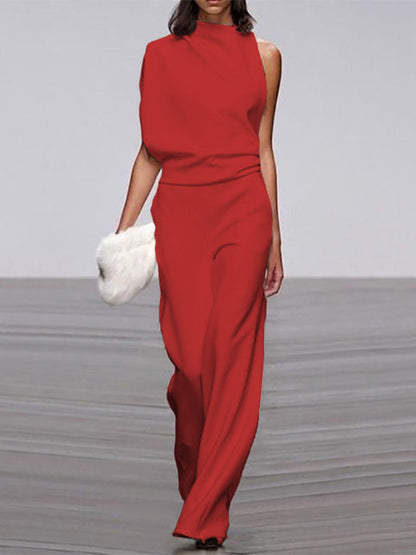 Women's One Shoulder Jumpsuit Wide Leg